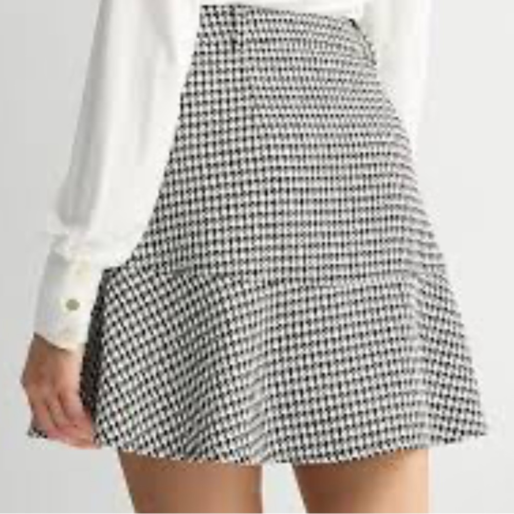 Draper James black white houndstooth skater skirt size 14 - Picture 2 of 7